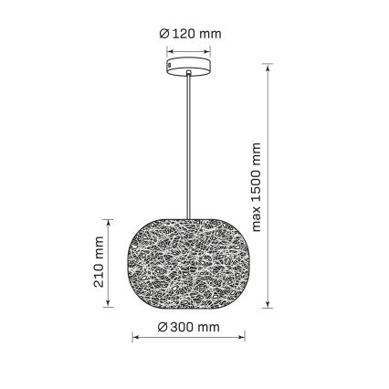 Lampada a sospensione con cavo CLEA 1xE27/20W/230V Ø 30 cm antracite