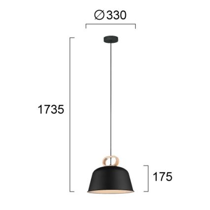 Lampada a sospensione con cavo CLIP 1xE27/40W/230V nero/marrone