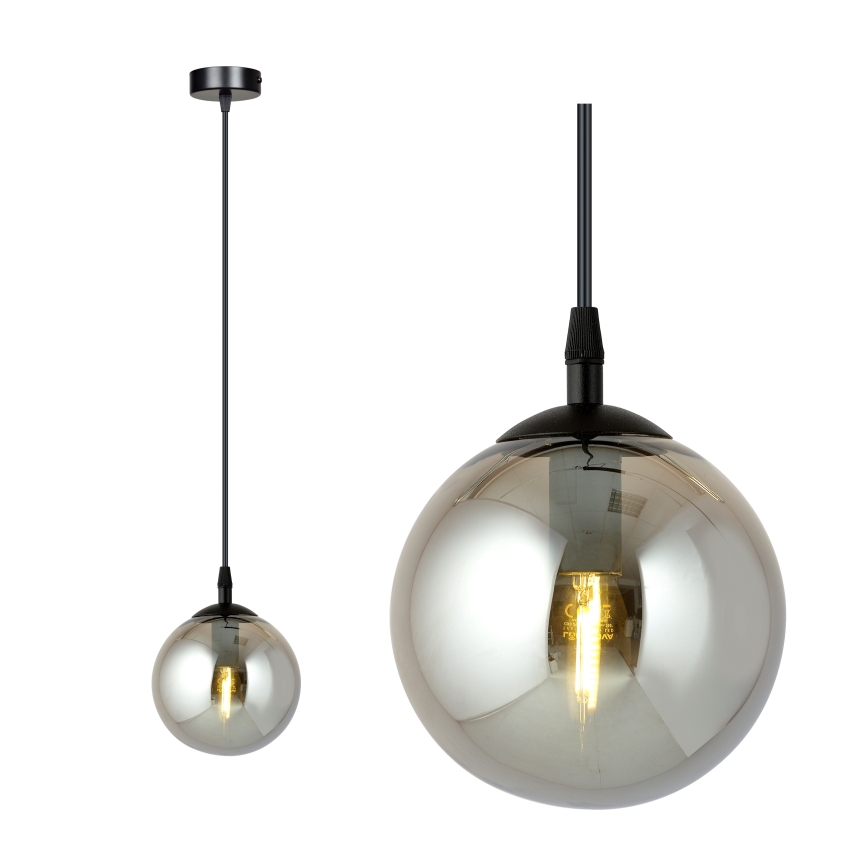 Lampada a sospensione con cavo COSMO 1xE14/10W/230V diam. 14 cm nero/nero fumé