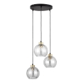 Lampada a sospensione con cavo DEVI 3xE27/15W/230V nero/trasparente