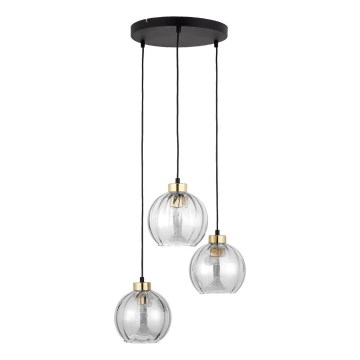 Lampada a sospensione con cavo DEVI 3xE27/15W/230V nero/trasparente