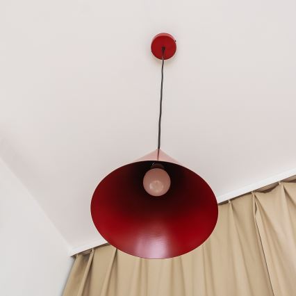 Lampada a sospensione con cavo ETNA 1xE27/15W/230V diam. 25 cm rossa