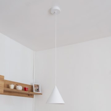 Lampada a sospensione con cavo ETNA 1xE27/15W/230V Ø 18,5 cm bianca