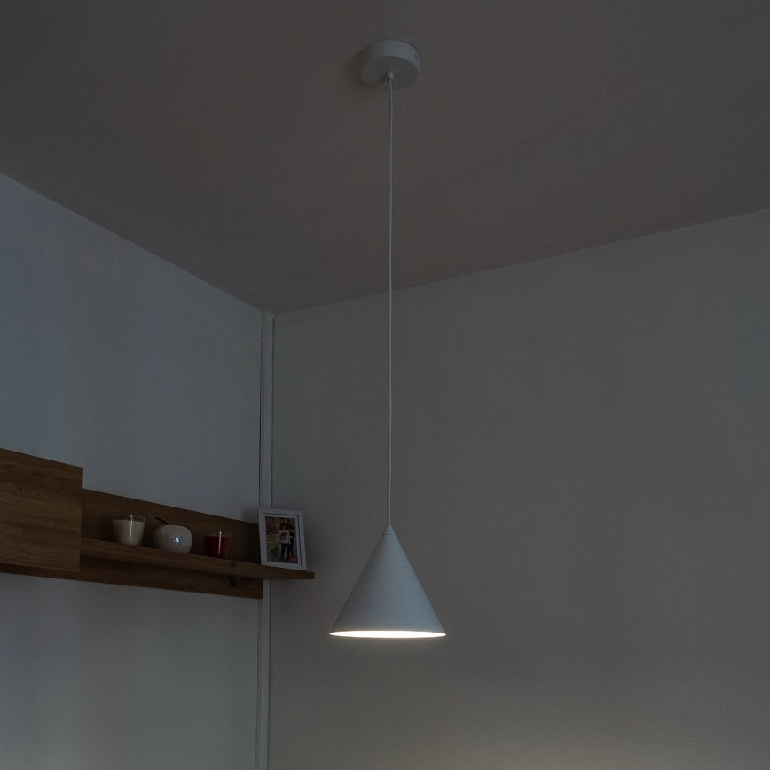Lampada a sospensione con cavo ETNA 1xE27/15W/230V Ø 18,5 cm bianca