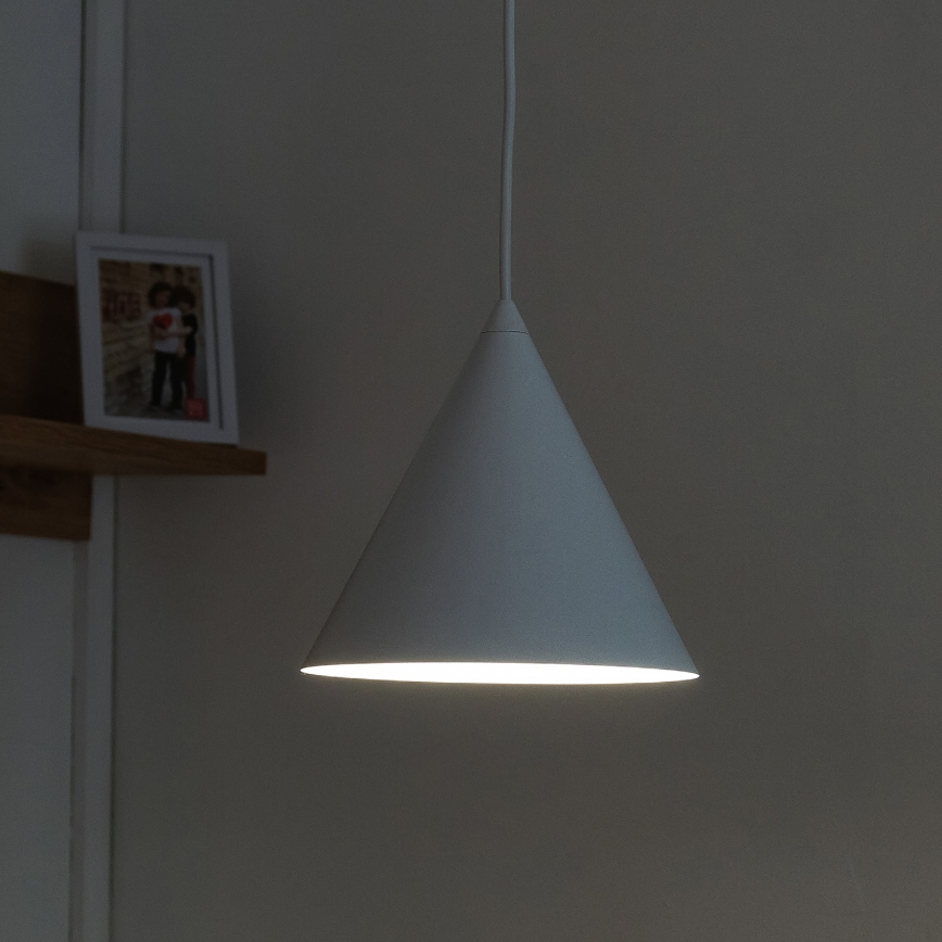 Lampada a sospensione con cavo ETNA 1xE27/15W/230V Ø 18,5 cm bianca