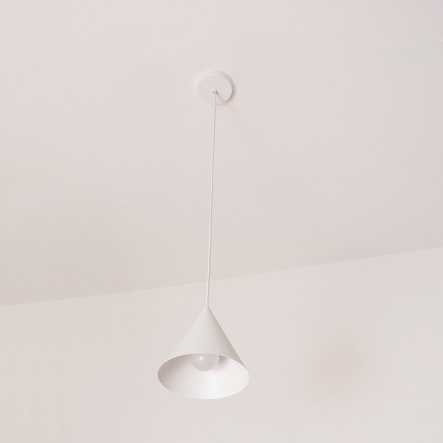 Lampada a sospensione con cavo ETNA 1xE27/15W/230V Ø 18,5 cm bianca