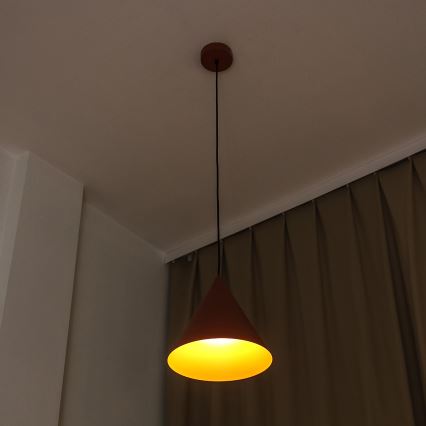 Lampada a sospensione con cavo ETNA 1xE27/15W/230V Ø 25 cm arancione