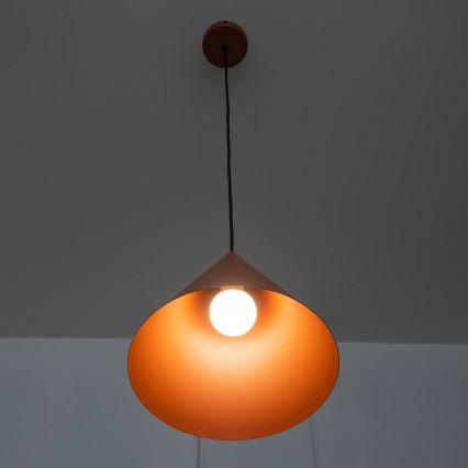 Lampada a sospensione con cavo ETNA 1xE27/15W/230V Ø 25 cm arancione