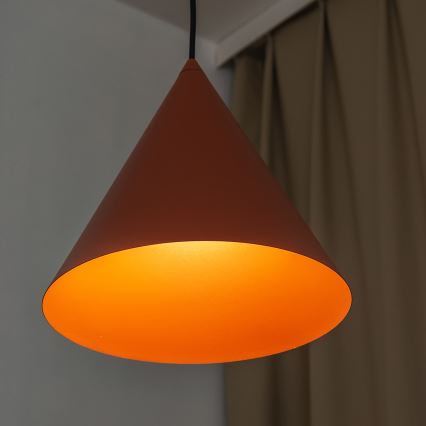 Lampada a sospensione con cavo ETNA 1xE27/15W/230V Ø 25 cm arancione