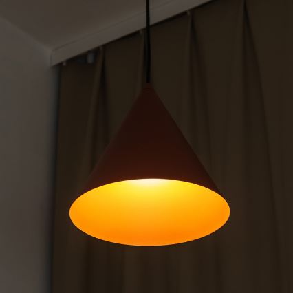 Lampada a sospensione con cavo ETNA 1xE27/15W/230V Ø 25 cm arancione