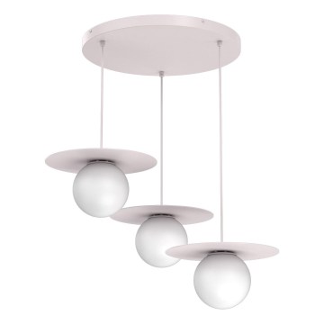 Lampada a sospensione con cavo FLAT 3xE27/15W/230V color crema