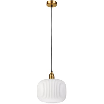 Lampada a sospensione con cavo HECTOR 1xE27/15W/230V bianco/ottone diam. 25 cm