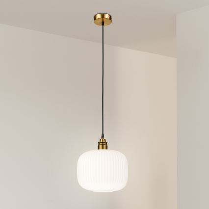 Lampada a sospensione con cavo HECTOR 1xE27/15W/230V bianco/ottone diam. 25 cm