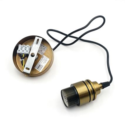 Lampada a sospensione con cavo HECTOR 1xE27/15W/230V bianco/ottone diam. 25 cm