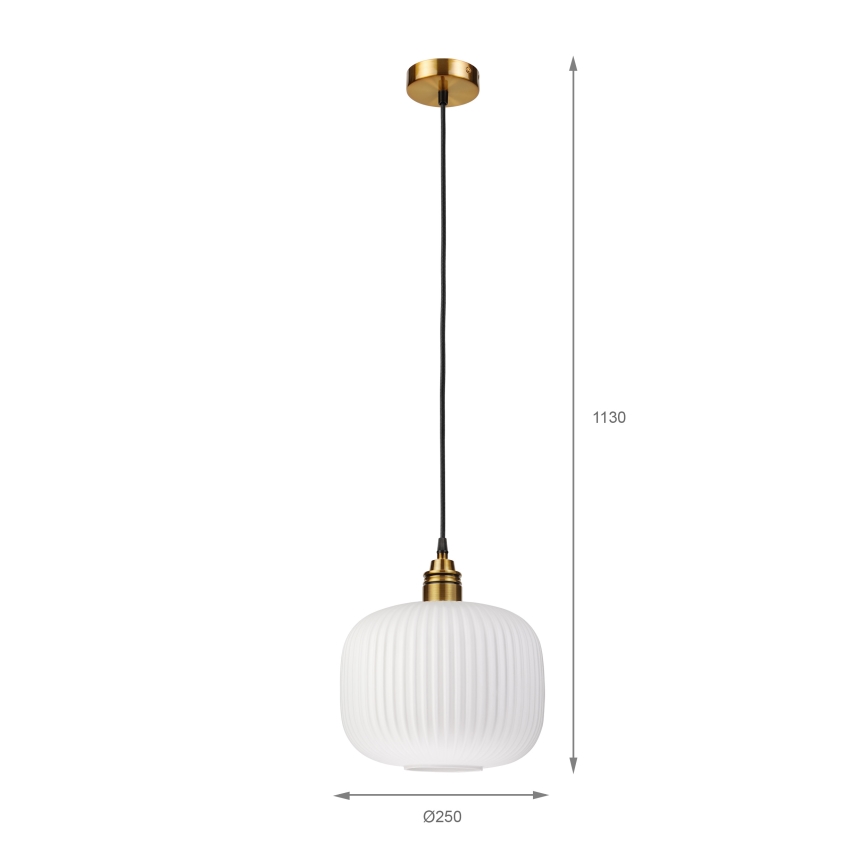 Lampada a sospensione con cavo HECTOR 1xE27/15W/230V bianco/ottone diam. 25 cm