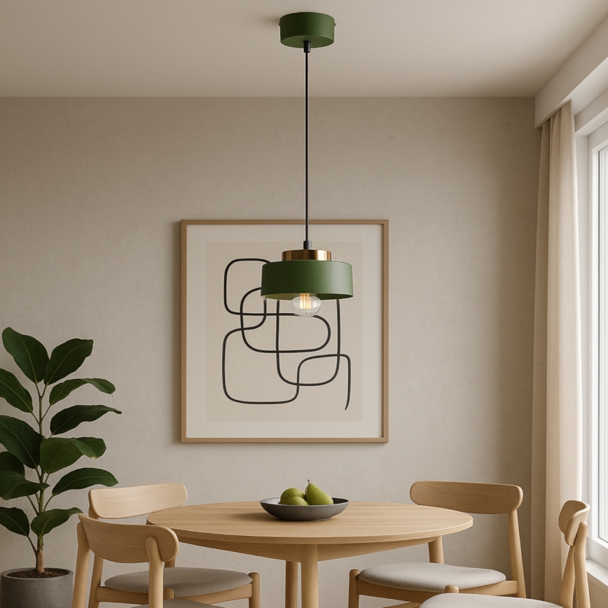 Lampada a sospensione con cavo IGNIA 1xE27/60W/230V verde