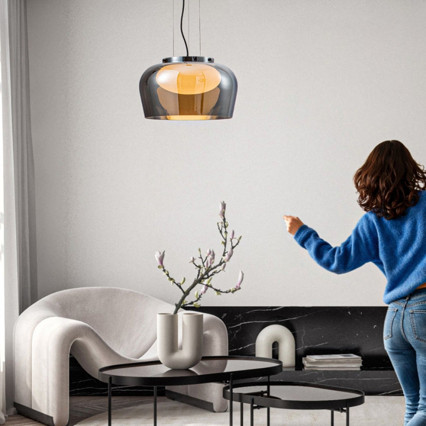 Lampada a sospensione con cavo INSIEME 1xGX53/10W/230V, diametro 38 cm, nero fumé