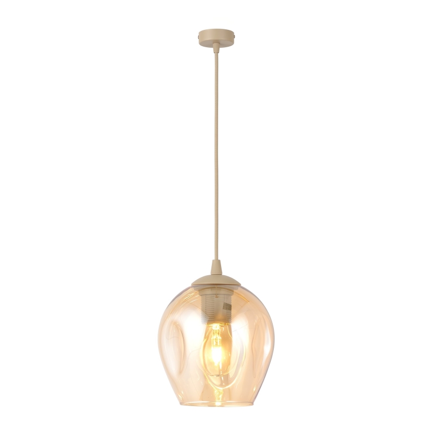 Lampada a sospensione con cavo ISTAR 1xE27/15W/230V Ø 14 cm beige/beige fumé