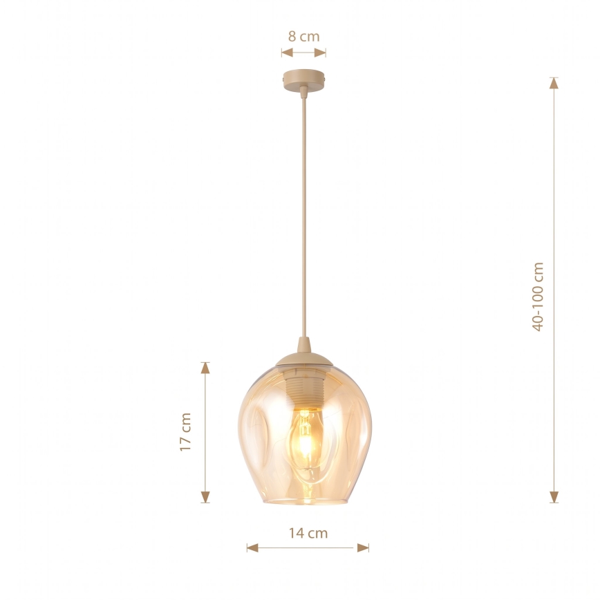 Lampada a sospensione con cavo ISTAR 1xE27/15W/230V Ø 14 cm beige/beige fumé