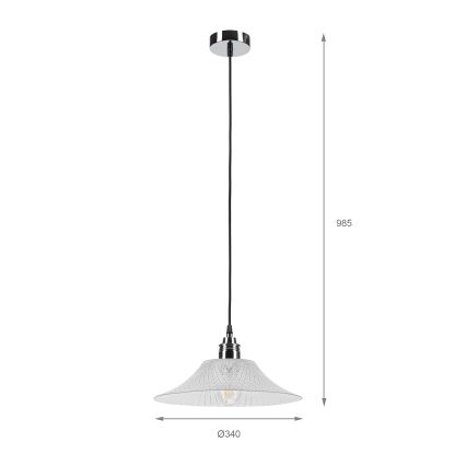 Lampada a sospensione con cavo JULL 1xE27/15W/230V, cromo lucido/trasparente