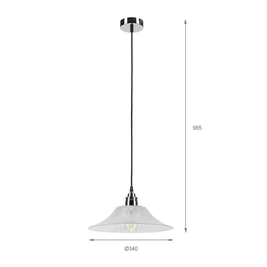 Lampada a sospensione con cavo JULL 1xE27/15W/230V, cromo lucido/trasparente