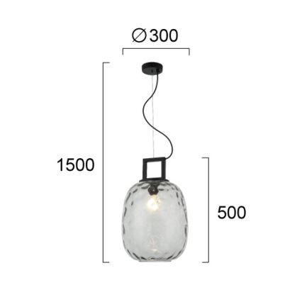 Lampada a sospensione con cavo LUCY 1xE27/40W/230V nero fumé