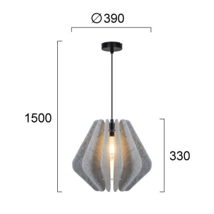 Lampada a sospensione con cavo MARGARET 1xE27/40W/230V grigio