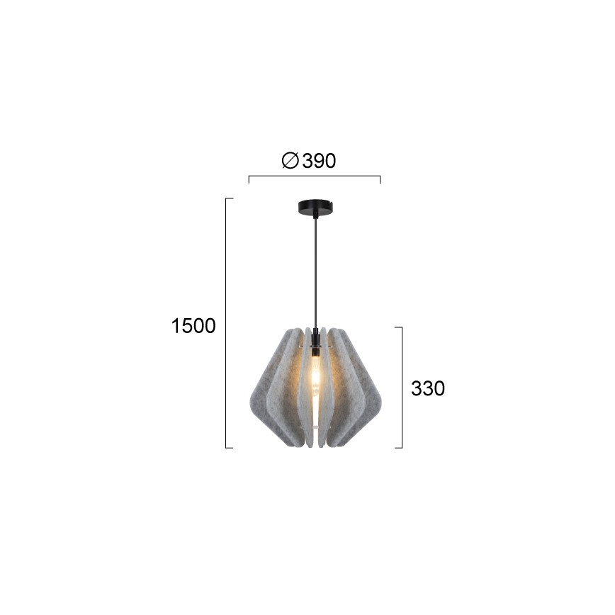 Lampada a sospensione con cavo MARGARET 1xE27/40W/230V grigio