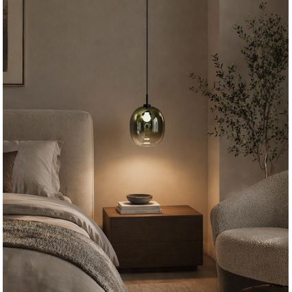 Lampada a sospensione con cavo MIRROR 1xE27/14W/230V verde fumé