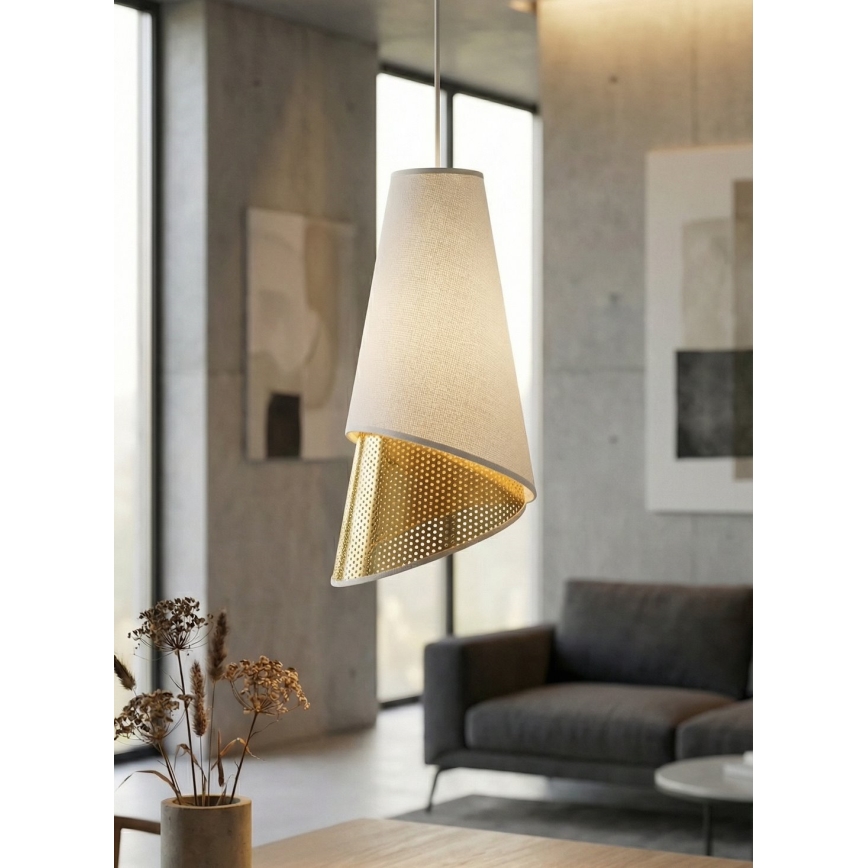 Lampada a sospensione con cavo MODA 1xE27/15W/230V bianco/oro