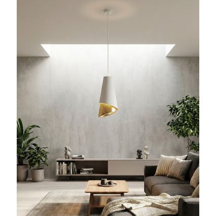Lampada a sospensione con cavo MODA 1xE27/15W/230V bianco/oro