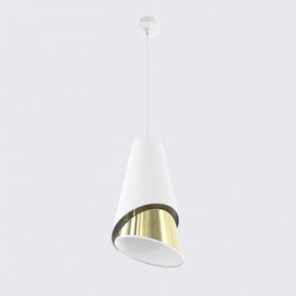 Lampada a sospensione con cavo MODA 1xE27/15W/230V bianco/oro
