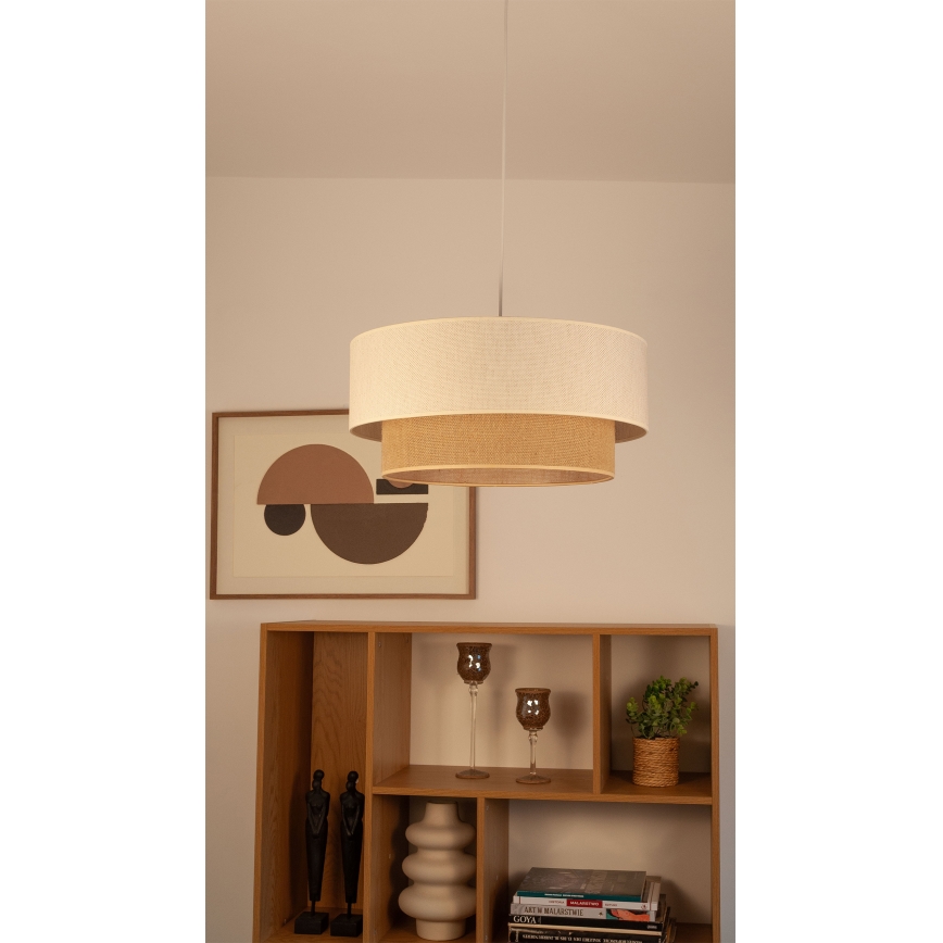Lampada a sospensione con cavo NATIA 1xE27/60W/230V bianco/marrone