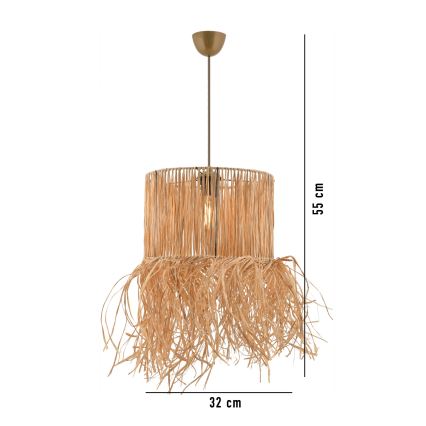 Lampada a sospensione con cavo NESS 1xE27/40W/230V in rafia