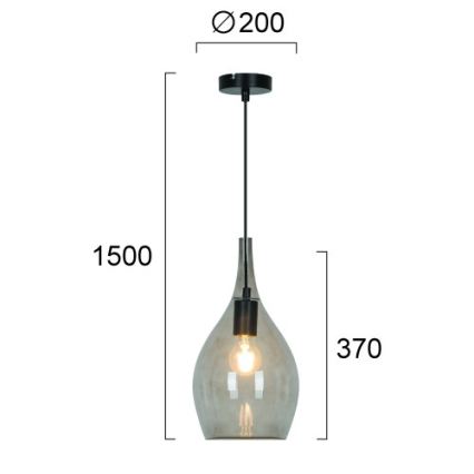 Lampada a sospensione con cavo NEXT 1xE27/40W/230V nero fumé