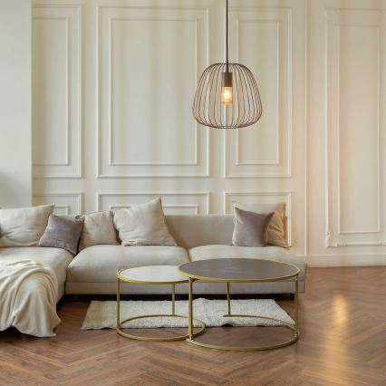 Lampada a sospensione con cavo OVELLA 1xE27/15W/230V Ø 36 cm beige