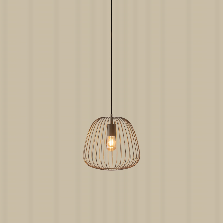 Lampada a sospensione con cavo OVELLA 1xE27/15W/230V Ø 36 cm beige