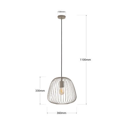Lampada a sospensione con cavo OVELLA 1xE27/15W/230V Ø 36 cm beige