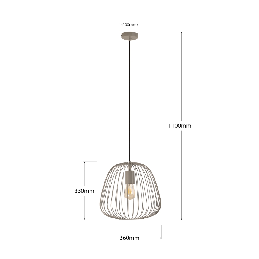 Lampada a sospensione con cavo OVELLA 1xE27/15W/230V Ø 36 cm beige