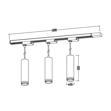Lampada a sospensione con cavo per sistema a binario PIPE 3xGU10/10W/230V bianca