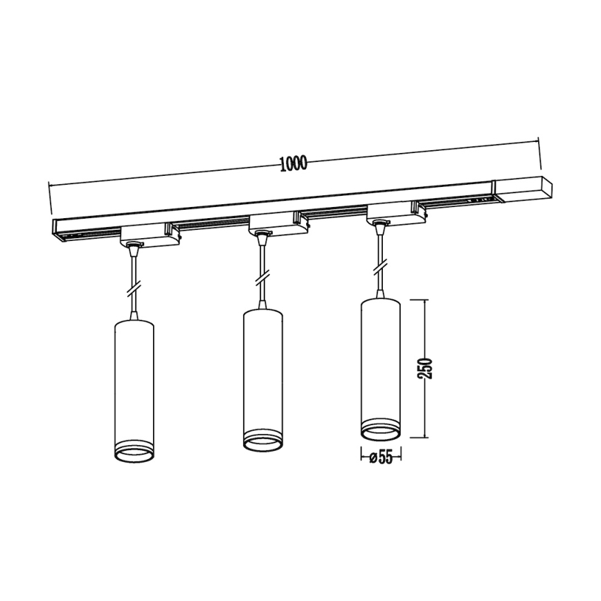 Lampada a sospensione con cavo per sistema a binario PIPE 3xGU10/10W/230V bianca