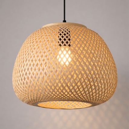 Lampada a sospensione con cavo PETRA 1xE27/15W/230V Ø 35 cm bambù