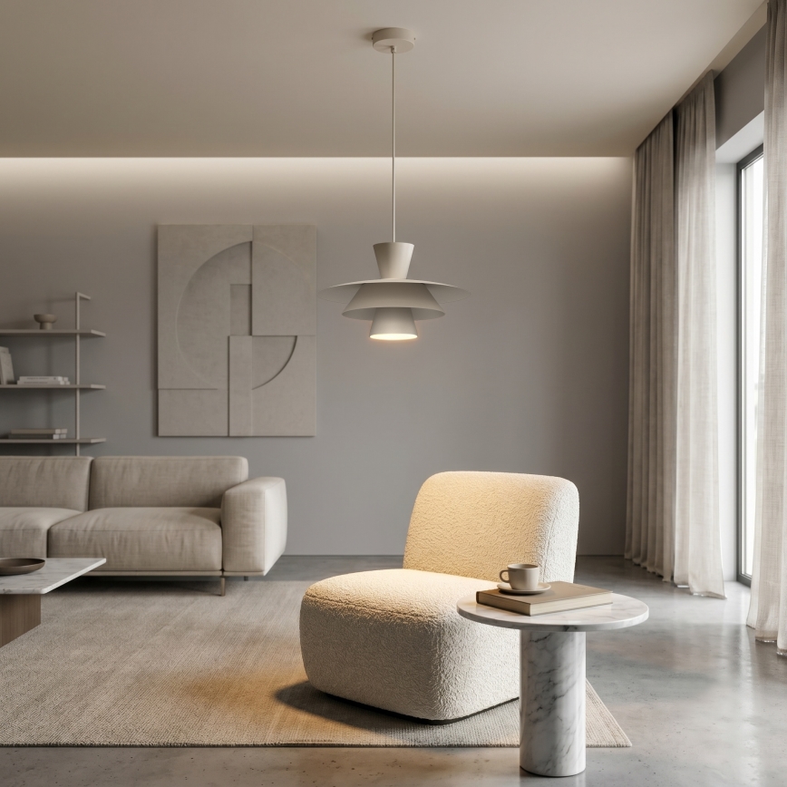 Lampada a sospensione con cavo PLATO 1xE27/15W/230V beige