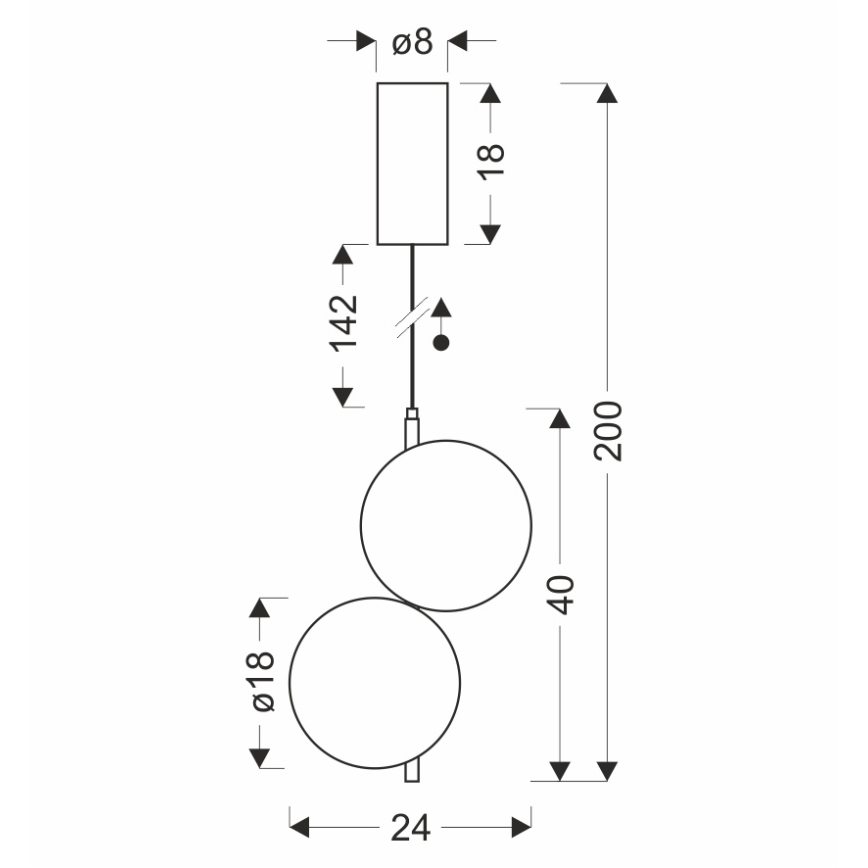 Lampada a sospensione con cavo PLAYA LED/10W/230V nera