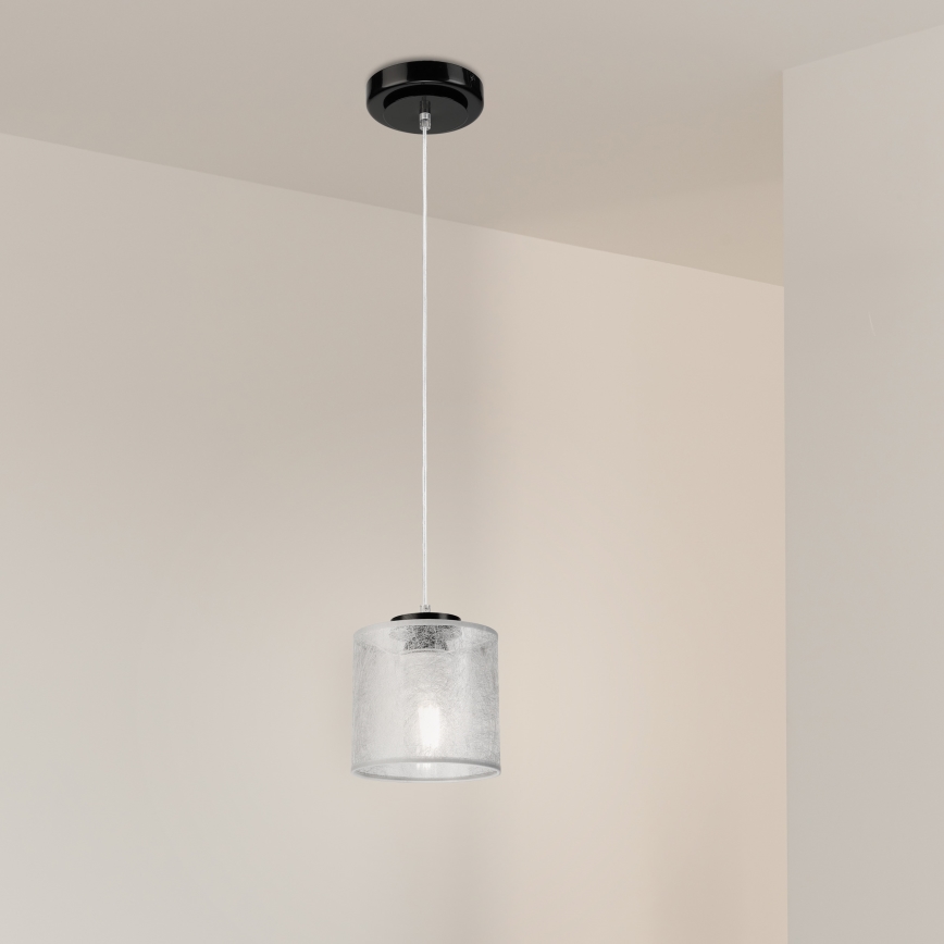 Lampada a sospensione con cavo ROSA 1xE27/60W/230V nero/grigio
