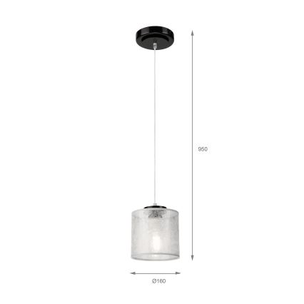 Lampada a sospensione con cavo ROSA 1xE27/60W/230V nero/grigio