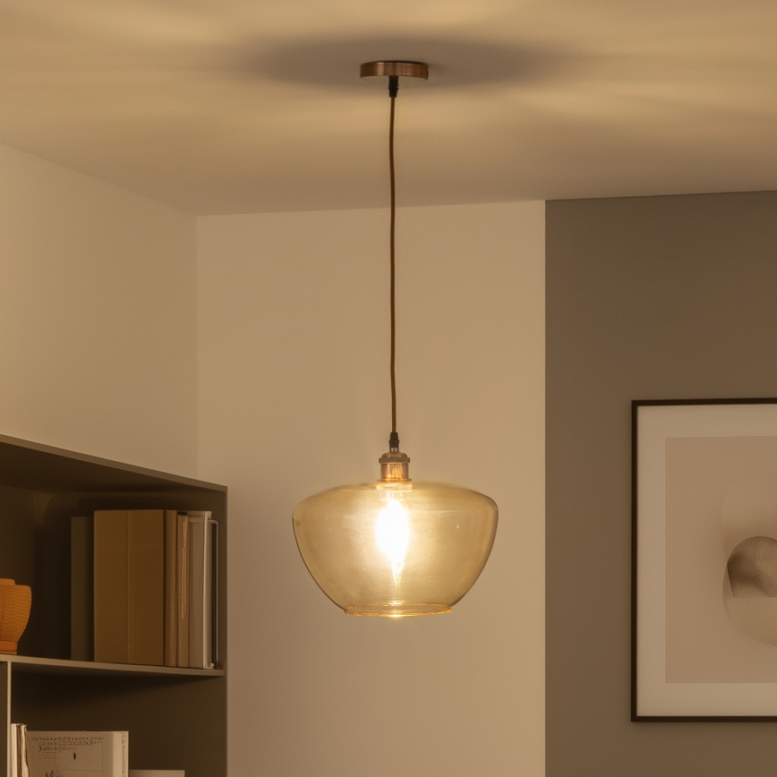 Lampada a sospensione con cavo SEVENTIES E27/60W/230V fumé/marrone