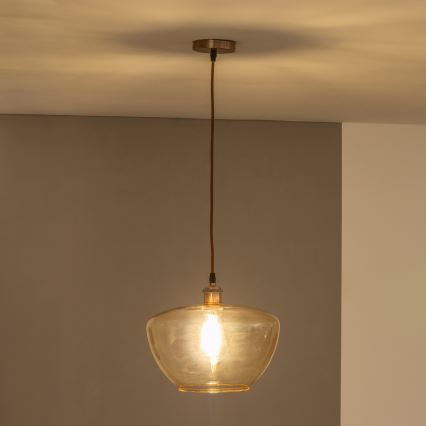 Lampada a sospensione con cavo SEVENTIES E27/60W/230V fumé/marrone