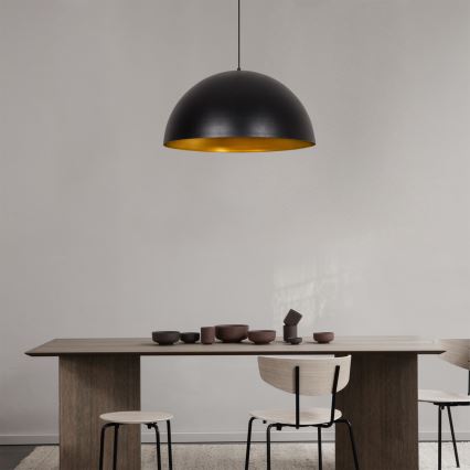 Lampada a sospensione con cavo SIVANI 1xE27/40W/230V Ø 60 cm nero/rame