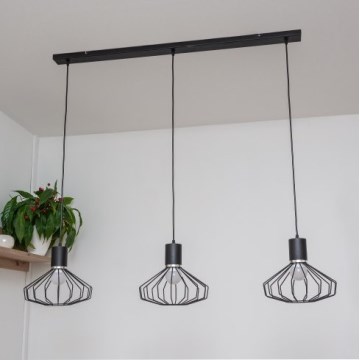 Lampada a sospensione con cavo SOLANO 3xE27/15W/230V nero/cromo lucido